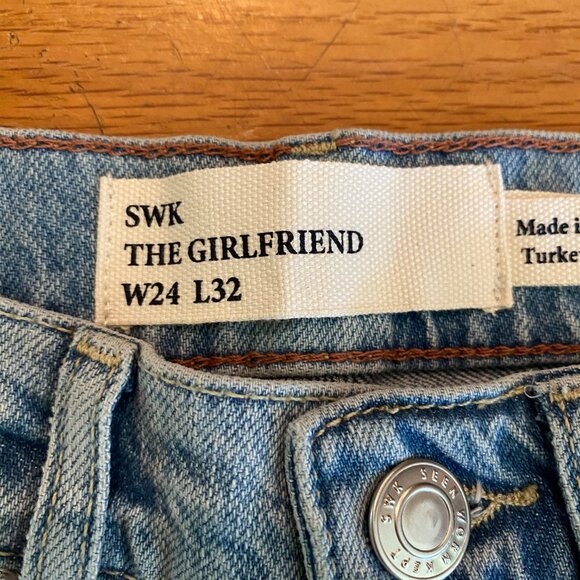 Anthropologie SWK The Girlfriend Jeans Size 24.X 32 Button Fly Stretch Womens - Picture 5 of 8